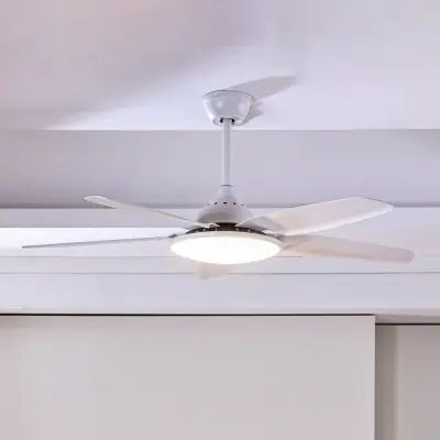 Divian LED-takfläkt, vit, DC, tystgående, CCT – Lucande - Vardagsrum - Modern - Metall - Med en ljuskälla