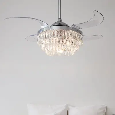 Fanaway Veil takfläkt med belysning, krom, tystgående – Beacon Beacon Lighting - Vardagsrum - Plast