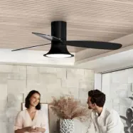 Flusso takfläkt med belysning, svart, 132 cm, tystgående, Beacon Beacon Lighting - Vardagsrum - Modern - Trä