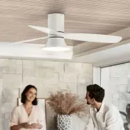Flusso takfläkt med belysning, vit, Ø132 cm, tystgående – Beacon Beacon Lighting - Vardagsrum - Modern - Trä