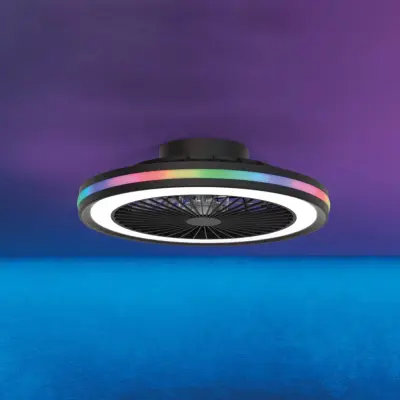 LED-takfläkt för gamers, svart, DC, tystgående, CCT RGB – Mantra Mantra Iluminación - Vardagsrum - Modern - Plast