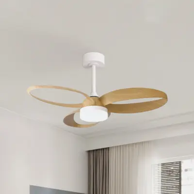 LED-takfläkt Infinity i träimitation, DC, tystgående – Mantra Mantra Iluminación - Vardagsrum - Modern - Plast