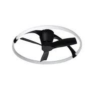 LED-takfläkt Nepal Mini, app, svart/vit – Mantra Mantra Iluminación - Vardagsrum - Modern - Metall - Ring