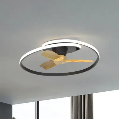 LED-takfläkt Ocean svart/trä DC tystgående – Mantra Mantra Iluminación - Vardagsrum - Modern - Plast - Ring