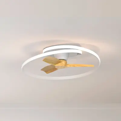 LED-takfläkt Ocean vit/trä DC tyst CCT – Mantra Mantra Iluminación - Vardagsrum - Modern - Plast - Ring