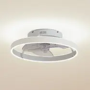 Momitu LED-takfläkt, vit, aluminium, Ø 50 cm – Lindby - Vardagsrum - Modern - Rund