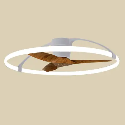 Smart LED-takfläkt Nepal, silver/valnöt – Mantra Mantra Iluminación - Vardagsrum - Modern - Metall - Ring