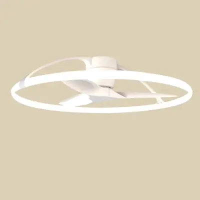 Smart LED-takfläkt Nepal, vit, likström, tystgående – Mantra Mantra Iluminación - Vardagsrum - Modern - Metall - Ring