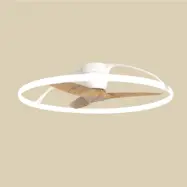 Smart LED-takfläkt Nepal, vit/bok, DC – Mantra Mantra Iluminación - Vardagsrum - Modern - Metall - Ring