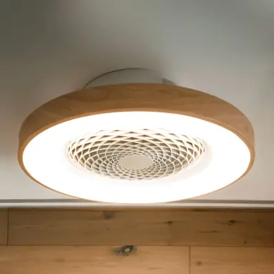 Smart LED-takfläkt Tibet, träfärgad, tystgående – Mantra Mantra Iluminación - Vardagsrum - Modern - Metall