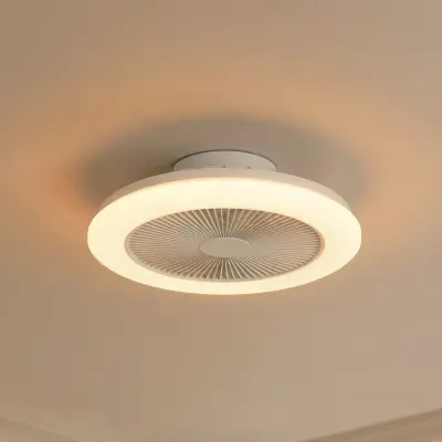 Vedin LED-takfläkt, Ø 45 cm, RGBW, dimbar, vit, DC – Lindby - Vardagsrum - Modern - Plast - Rund