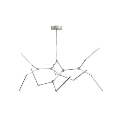 101 COPENHAGEN - Stick LED-ljuskrona krom, 196 cm, 8 lampor