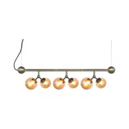 Atom horisontell ljuskrona mini, amber/antik mässing