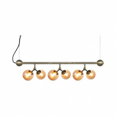Atom horisontell ljuskrona mini, amber/antik mässing