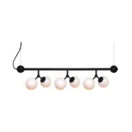 Atom horisontell ljuskrona mini, opal/svart