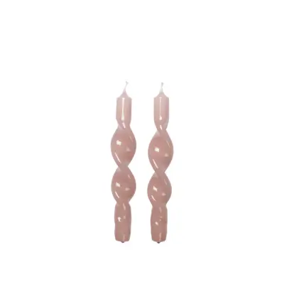 BROSTE COPENHAGEN Twist ljus - mauve rosa paraffin (set om 2)