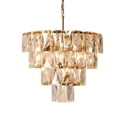 COSY LIVING Chloe kristallkrona, M - klar guldpläterad kristall