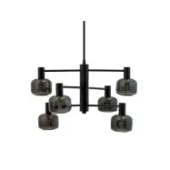 Dyberg Larsen - Arp 6 ljuskrona, svart/rökfärgad, 6 lampor