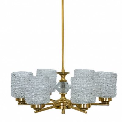 Erik takkrona 6-arm mässing/klarglas