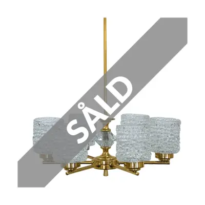 Erik takkrona 6-arm mässing/klarglas