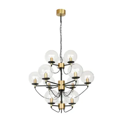 Hallbergs Belysning Perla 12 takkrona mässing 78cm