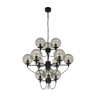 Hallbergs Belysning Perla 12 takkrona svart 78cm