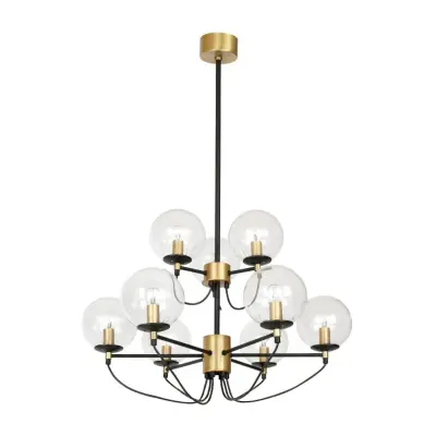 Hallbergs Belysning Perla 9 takkrona mässing 78cm