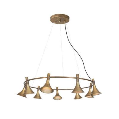 Konsthantverk - Megafon 9 Ljuskrona Raw Brass