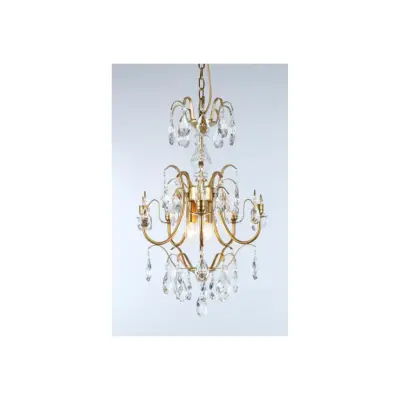 Kristallkrona Charlotte 5-Arm Liten Borstad Mässing 40cm