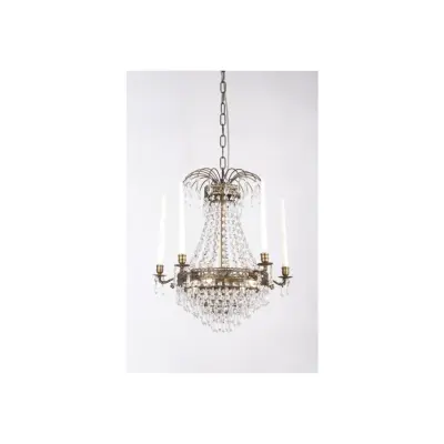 Kristallkrona Empire Classic 5-Arm Liten Antikmässing 49cm