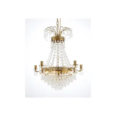 Kristallkrona Empire Classic 5-Arm Liten Borstad Mässing 49cm