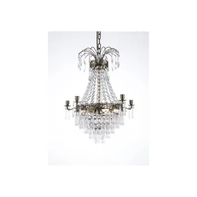 Kristallkrona Empire Classic Ny 5-Arm Liten Antikmässing 49cm