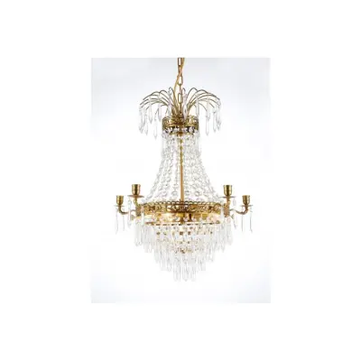 Kristallkrona Empire Classic Ny 5-Arm Liten Borstad Mässing 49cm
