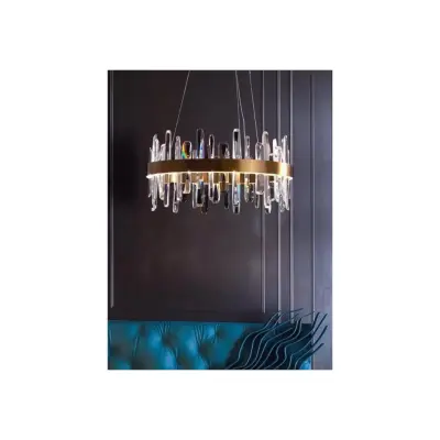 Kristallkrona Istapp Rund Mässing 60cm