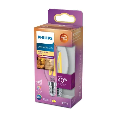 LED-lampa 3,4W(40W) kronljus E14 dim to warm