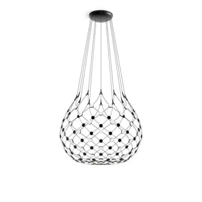 Mesh LED-hänglampa, Ø 100 cm, svart, smart Luceplan - Metall