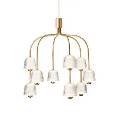 Nuura Aps - Asteea 9 ljuskrona Ø 66 cm mässing/klarNuura