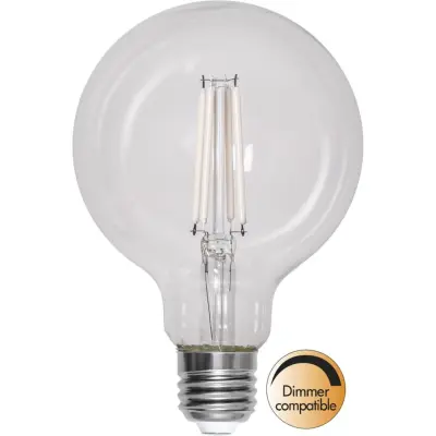 Star Trading LED-lampa E27 glob 95mm 7W(60W) vitt filament, dimbar