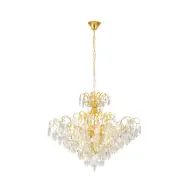 Fenoullet-ljuskrona, mässing, Ø 74 cm – Stars of Light - Vardagsrum - Glas - Med flera ljuskällor