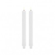 Uyuni - Taperljus LED Grooved 2-pack 3,2x25,5 cm Nordic Vit/Smooth Lighting