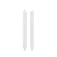 Uyuni Lighting - LED-stearinljus, räfflat, 2-pack, 3,2 x 25,5 cm, vitt