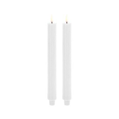 Uyuni Lighting - Taperljus LED Grooved 2-pack 3,2x25,5 cm Nordic Vit/Smooth