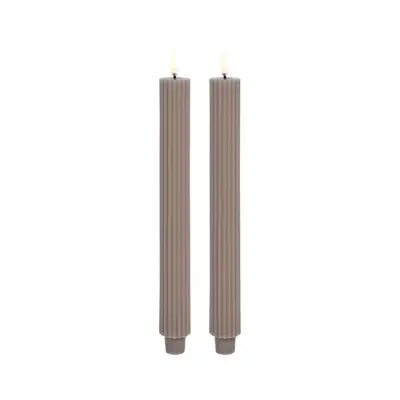Uyuni Lighting - LED-stearinljus, räfflat, 2-pack, 3,2 x 25,5 cm, sandfärgat –