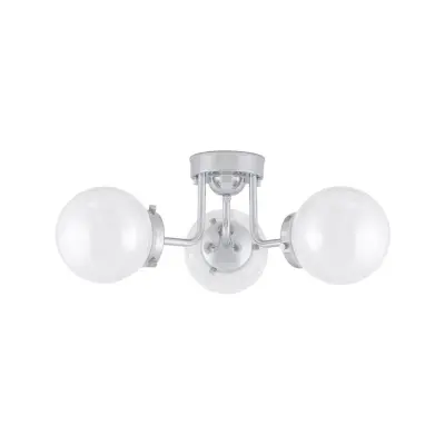 Alley badrumstaklampa, Ø 50 cm, krom/vit – Globen Lighting - Skandinavisk - Metall - Med flera ljuskällor
