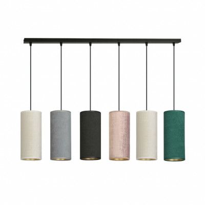 BENTE 6 Taklampa, Svart/Svart/Grå/Rose/Grön