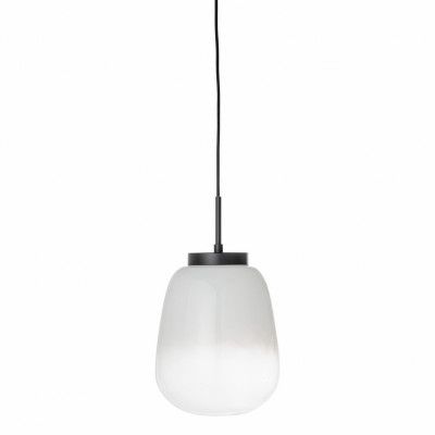 BLOOMINGVILLE Ece Taklampa, Rund - Vitt Glas (Ø 25 cm)