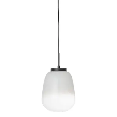 BLOOMINGVILLE Ece Taklampa, Rund - Vitt Glas (Ø 25 cm)