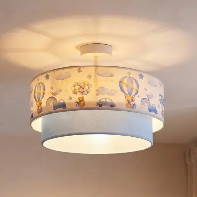 Boho-taklampa för barn, ljusblå/mångfärgad, Ø40 cm, textil – Duolla - Barnrum - Tyg / textil - Med avstånd