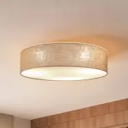Boho-taklampa, jute/jute, Ø 80 cm, textil, E27 – Duolla - Hall - Tyg / textil - Plafond