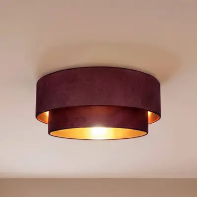 Boho-taklampa, mörkröd/guld, Ø60 cm, textil, E27 – Duolla - Hall - Ung livsstil - Tyg / textil - Plafond